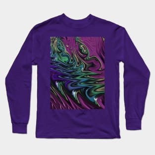 Purple Rainbow Swirls Fractal Texture Long Sleeve T-Shirt